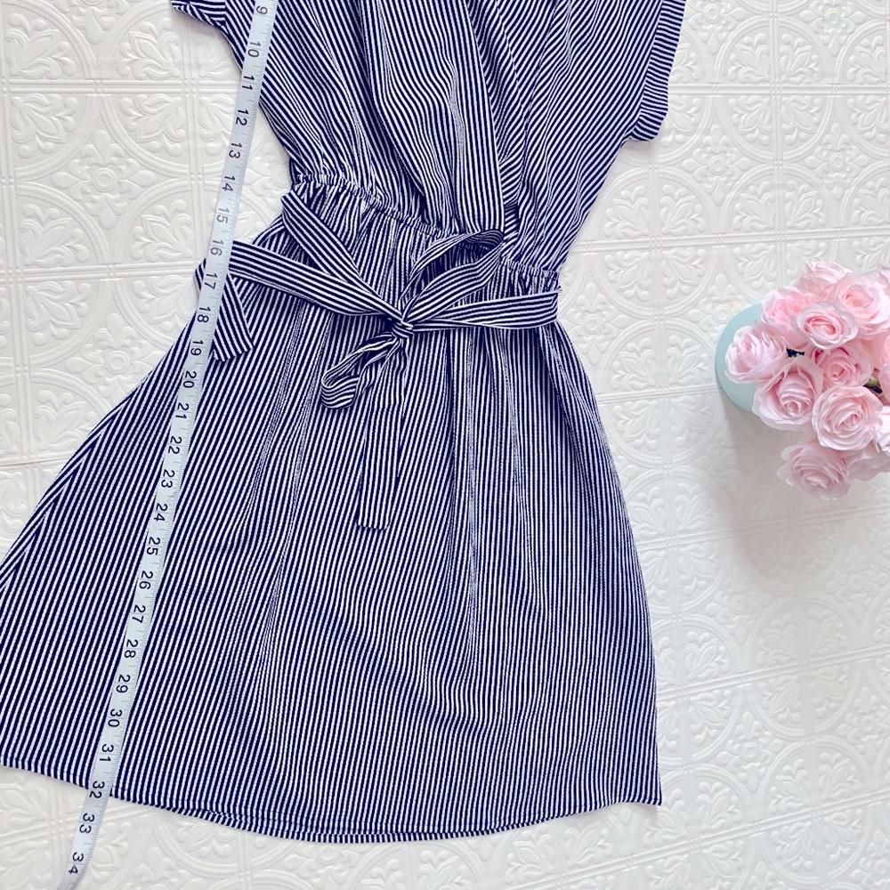 Navy and White Striped Summer Wrap Dress - Picture 5 of 5
